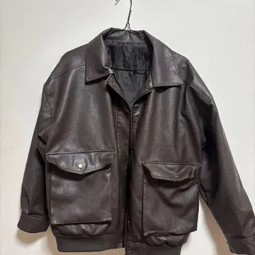 브라운 가죽 오버 사이즈 자켓