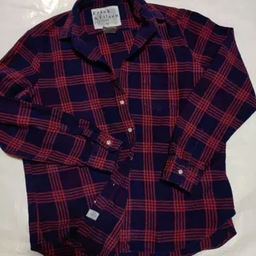 Frank & Eileen 긴팔 셔츠 네이비/오렌지 체크 두꺼운 소재