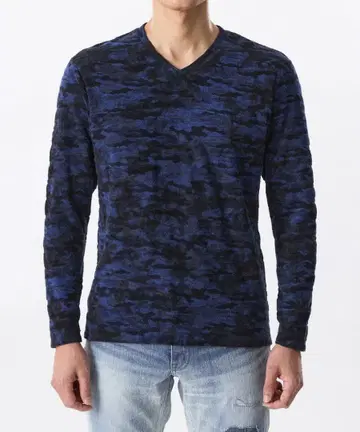 [ PRIMA COLLECTION ] 랜덤 파일 카모플라주 자카드 티셔츠