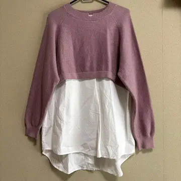 연보라 레이어드 스타일 긴팔 상의