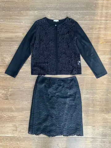 블랙 레이스 셋업 가디건 스커트 포멀