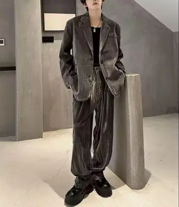 벨로아 셋업 수트 그레이 별도 벨벳 한국