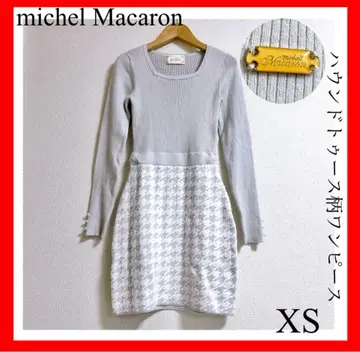 michel Macaron 하운드 투스 패턴 원피스 XS