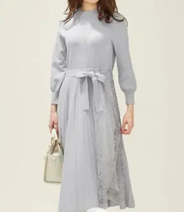 [ 미사용 새상품 ] 페루 레이스 플리츠 니트 원피스