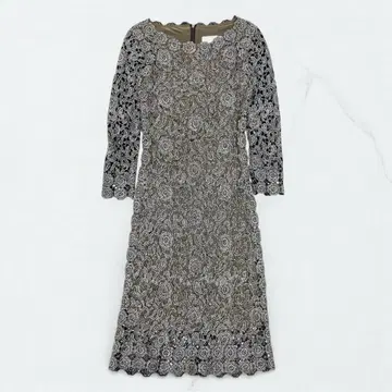 [엘르케이] 자수 레이스 미디엄 원피스 드레스 S