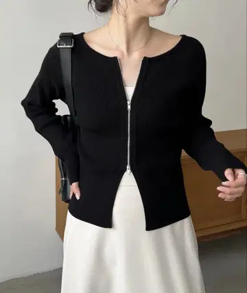 2WAY 지퍼 니트 르마쥬