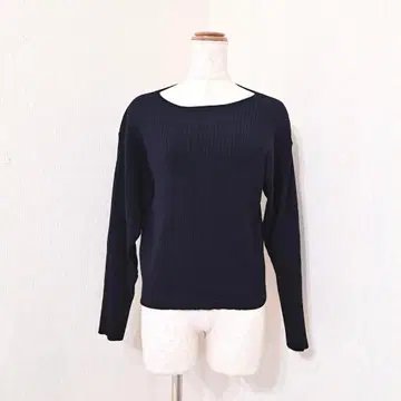 그린 라벨 릴랙싱 긴팔 풀오버 리브 니트 네이비 계열 깔끔