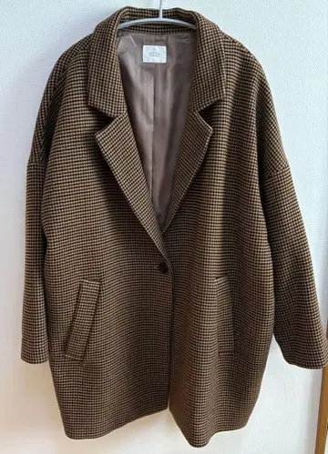 체스터 코트 체크 무늬 브라운