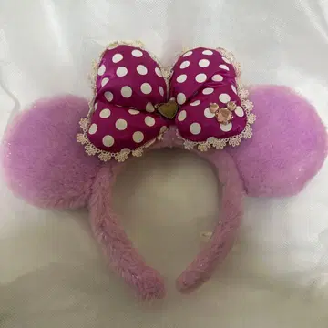미키 귀 머리띠 보라색 물방울 패턴