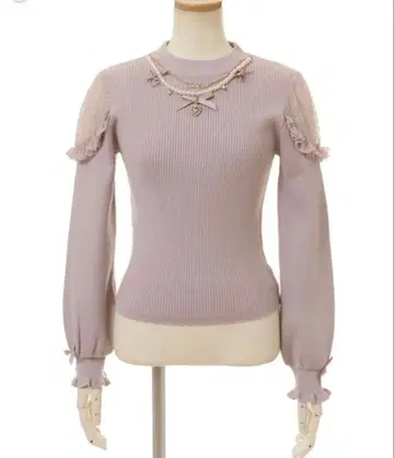 [ LIZLISA ] 목걸이 포함 리브 니트탑