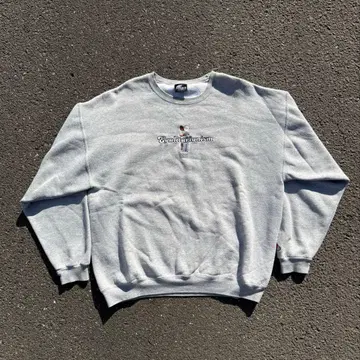 그레이 프린트 크루넥 트레이닝복