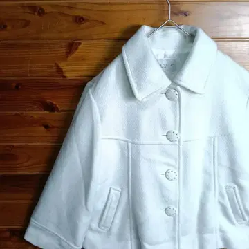 판초 케이프 코트 숏코트 비쥬 버튼 큐빅 화이트 XL