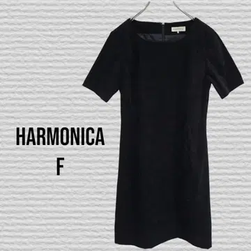 하모니카 반팔 원피스 프리 사이즈 포멀 블랙 벨로아