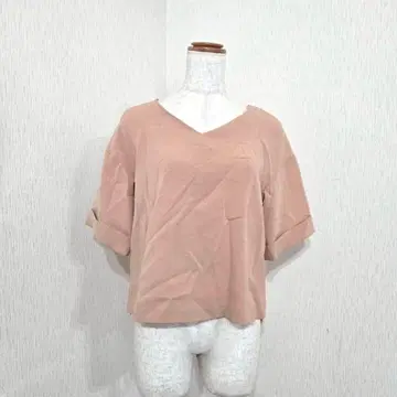 Limitless Luxury 일본제 V넥 반팔 블라우스 베이지 F
