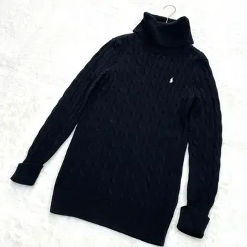 랄프 로렌 터틀넥 코튼 케이블 니트 원피스