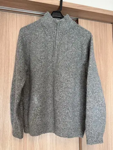 ORIHICA 비즈 니트 웜 남성용 무지 하프 지퍼 스웨터 L
