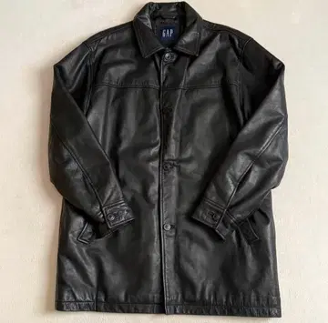 GAP 카 코트 블랙 소가죽 빈티지 표기 L