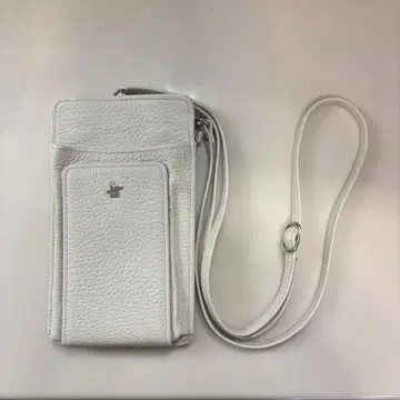 JETSETTER 화이트 가죽 스마트폰 숄더백