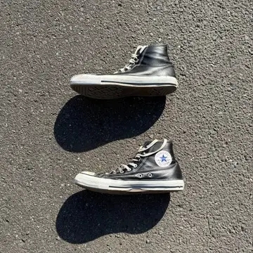 컨버스 올스타 블랙 하이컷 가죽 스니커즈