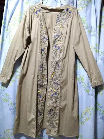 그라니프 자수 카키 베이지 롱 가디건