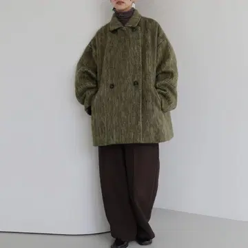 hellam 미들 샤기 코트 카키 여성용 Free 사이즈