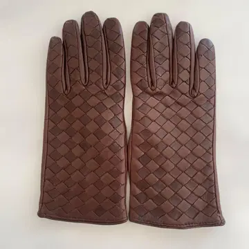 새상품급 이탈리아제 여성용 가죽 그로브 브라운 울 안감 가죽 장갑