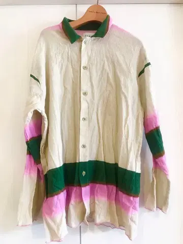 PAMM 아이보리 그린 핑크 긴팔 셔츠