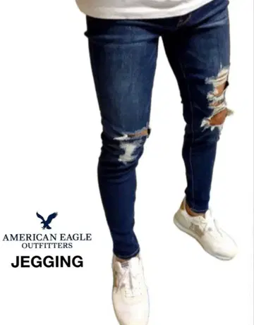 1회 착용 빅 사이즈 슬림 레그 아메리칸 이글 제깅스 강한 스트레치 데님