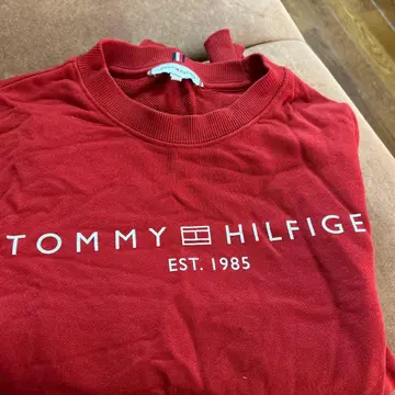 TOMMY HILFIGER 로고 맨투맨 XS 레드