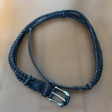 블랙 뜨개질 가죽 벨트