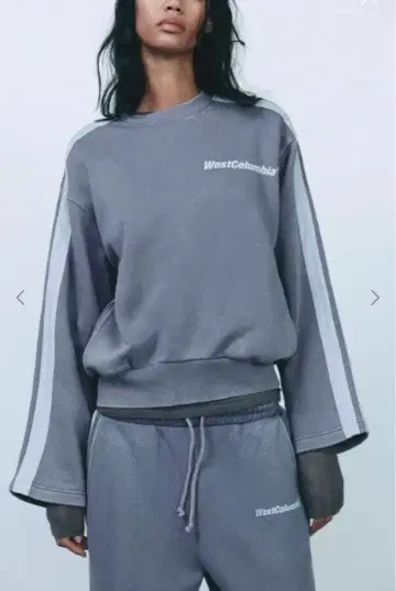 ZARA 로고 셋업 맨투맨 상하의 세트 그레이 사이드 라인