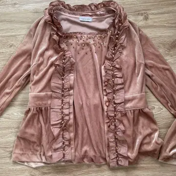 핑크 벨벳 가디건 긴팔