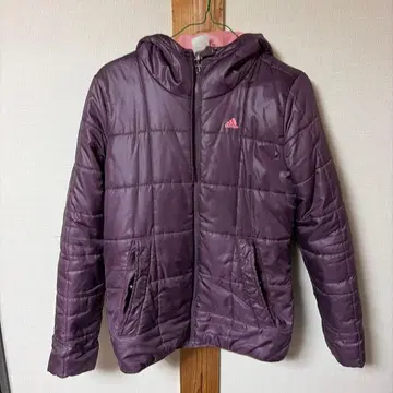 adidas 보라색 다운 자켓 후드 부착