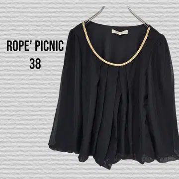 로페피크닉 플레어 슬리브 상의 38 블랙 골드 포멀