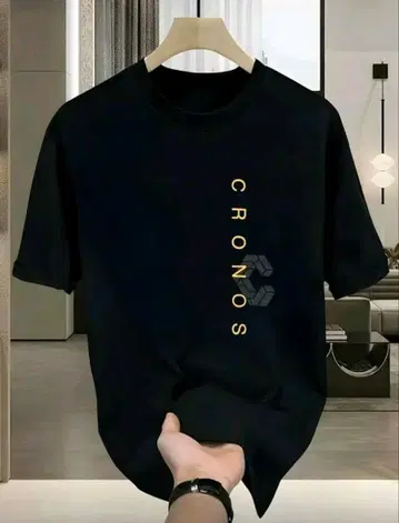 CRONOS 로고 블랙 티셔츠