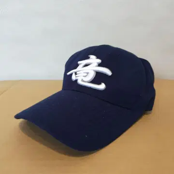 네이비 자수 로고 캡 용