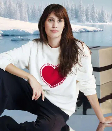 쁘띠바토 긴팔 풀오버 하트 무늬 xs