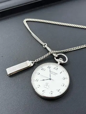 새상품급 POLO CLUB 은견고 회중시계 실버925 쿼츠