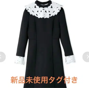 CELFORD 레이스 카라 원피스 블랙 38