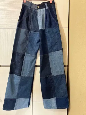패치워크 디자인 데님 팬츠
