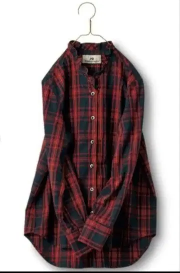 써니클라우드 빨간색 체크 프릴 블라우스