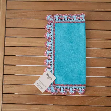 긴자와 레이스 독버섯 터콰이즈 블루 타월 손수건 미사용품