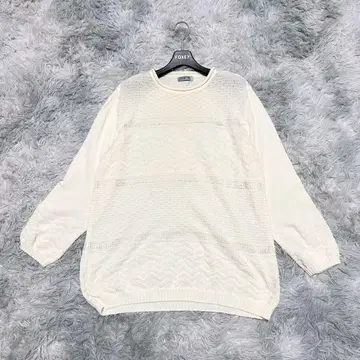 피노레 40 실크 혼방 니트 스웨터 올 패턴 아이보리 출퇴근 손세탁 가능