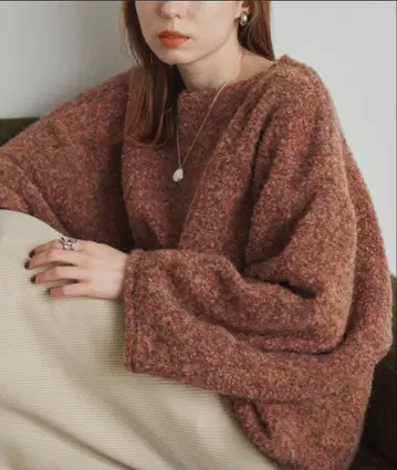 오버믹 부클 니트