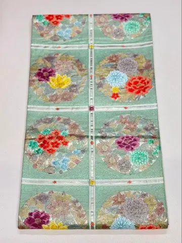 앤티크 그린 컬러 꽃무늬 후쿠로 오비