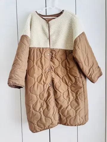 퀼팅 자켓 브라운 아이보리