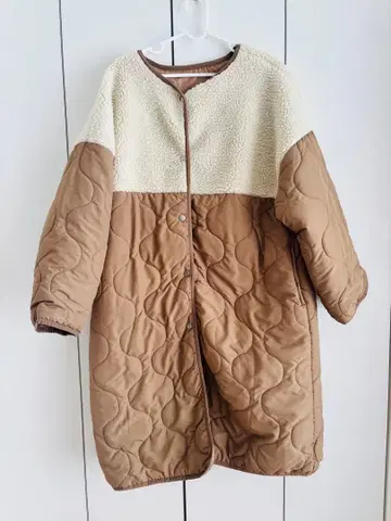 퀼팅 자켓 브라운 아이보리