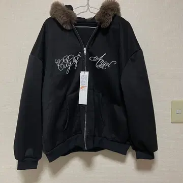 퍼 로고 지퍼 후드티