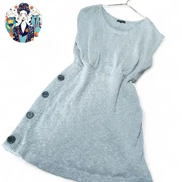 23구 빅 원피스 3L 46 니트 슬리브리스 버튼 여성용