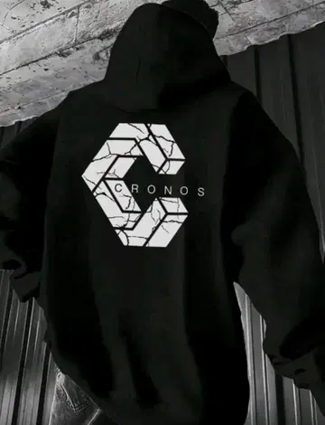 CRONOS 로고 블랙 후드티